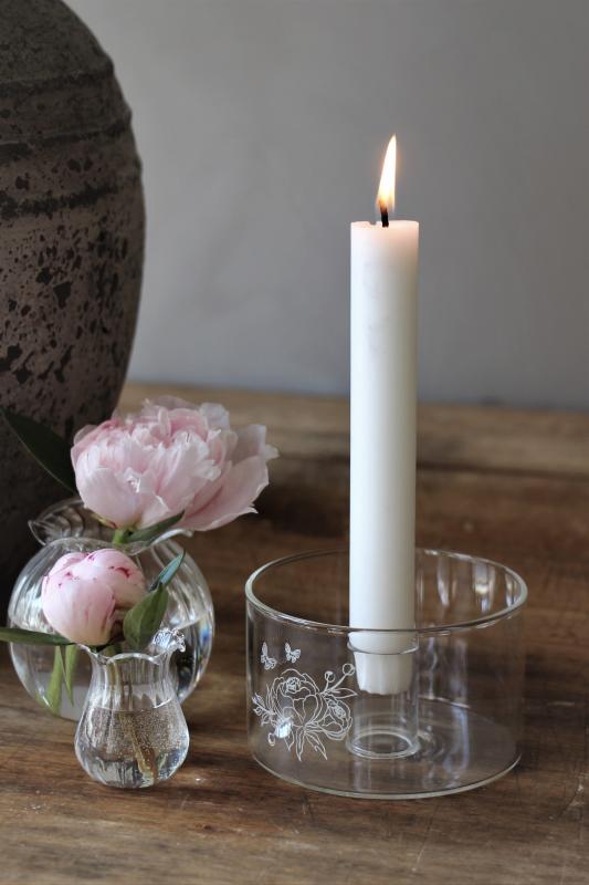 Ljusstake Peonys T Butterflies klarglas - 10x6cm