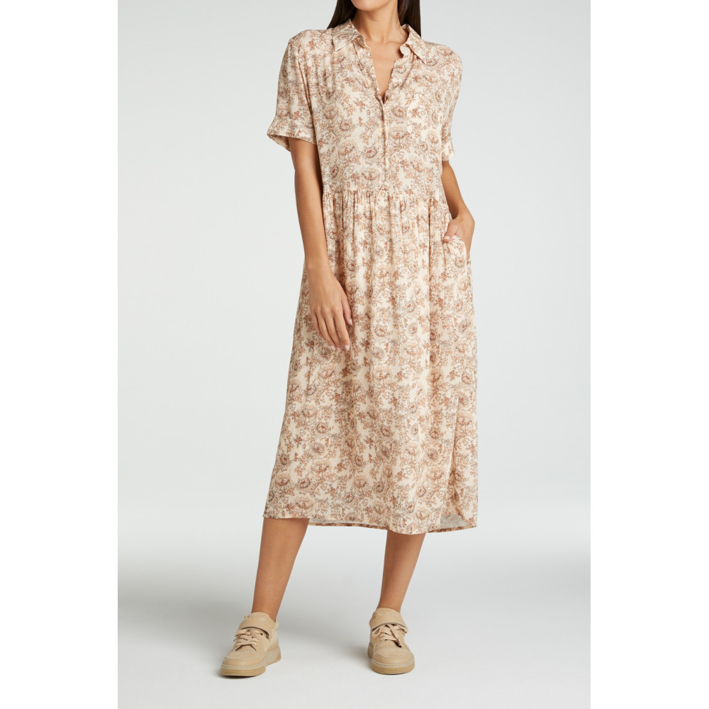 Printed maxi button up dress in viscose