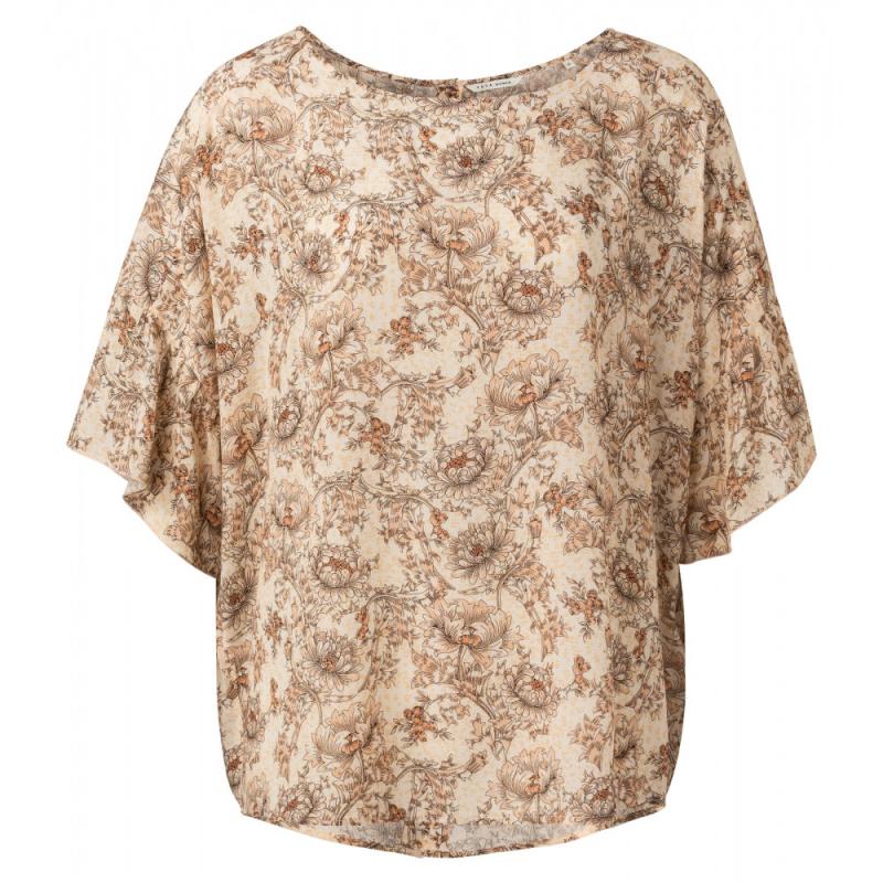 Printed top with ruffle sleeve