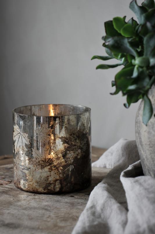 Ljuslykta Autumn Leaves vintage copper - 12x12cm