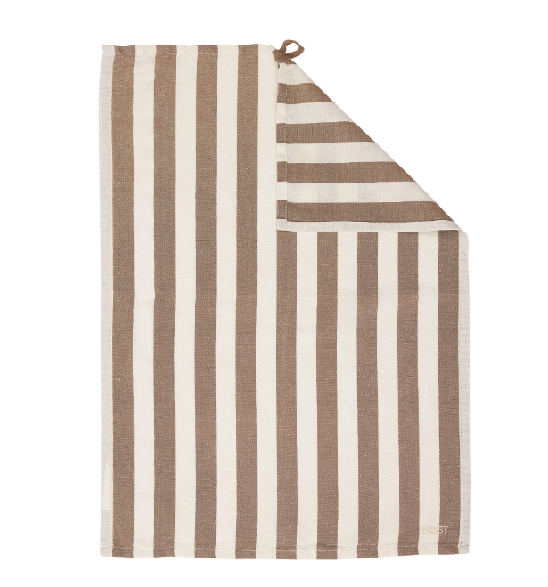 Kökshandduk bred rand - mullvad/vit