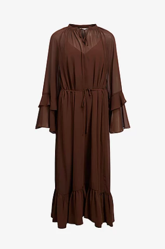 OBJGina l/s v-neck midi Dress