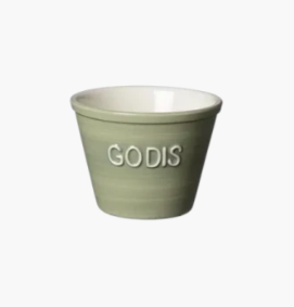 Godisskål liten Sage med vit text