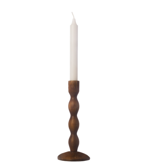 Ljusstake trä d9 h21 cm mörkbrun