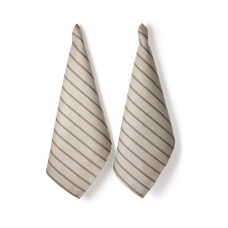 Handduk Linåker 2-pack - Natur/Grön 50x70