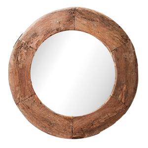 rund spegel med träram