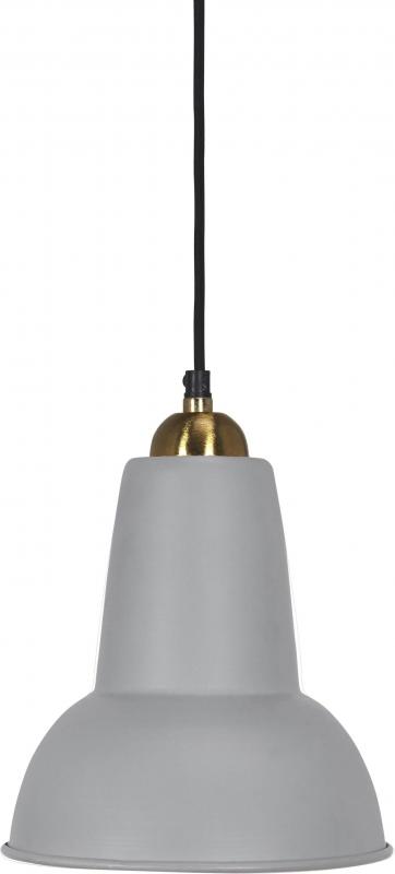 grå smal taklampa med mässingsdetaljer