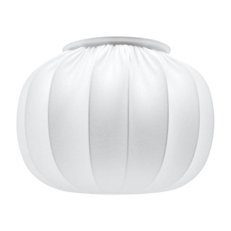 Flora plafond – en serie skärmar i olika storlekar och former klädda i vitt jerseytyg.