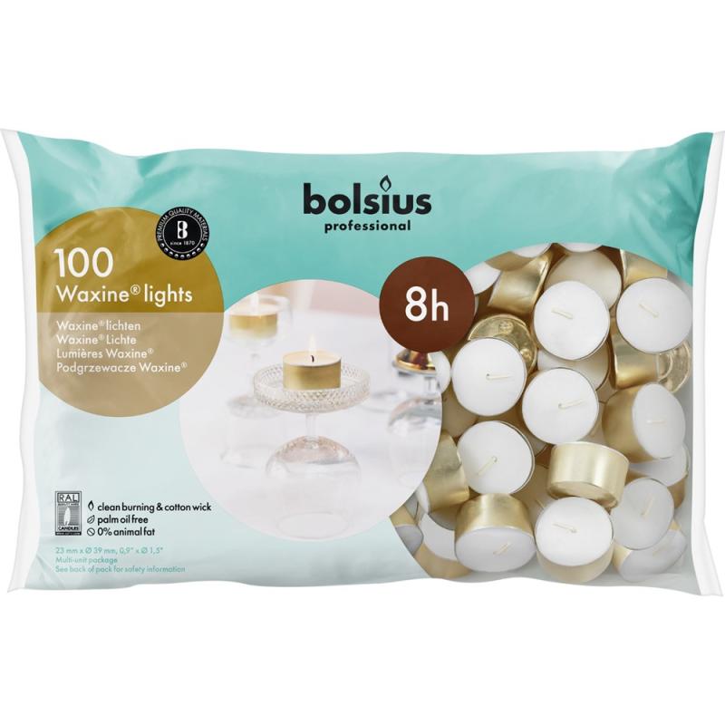 Värmeljus 8h- 100st med guldbotten
