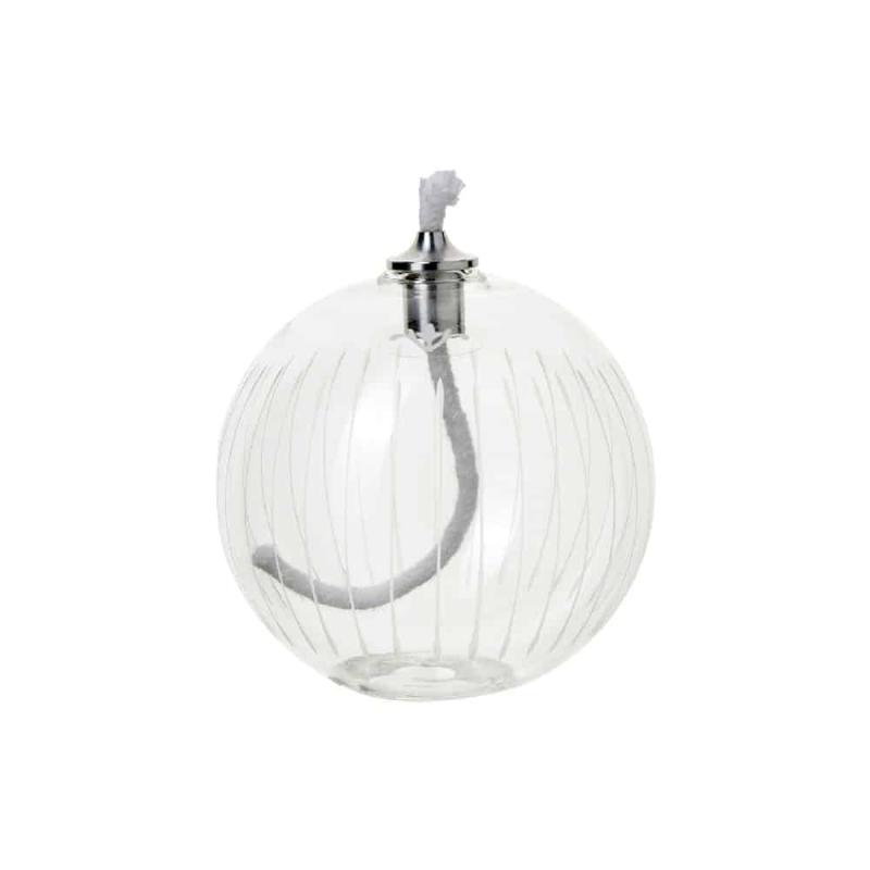 Stilfull oljelampa glas - klot långrandig