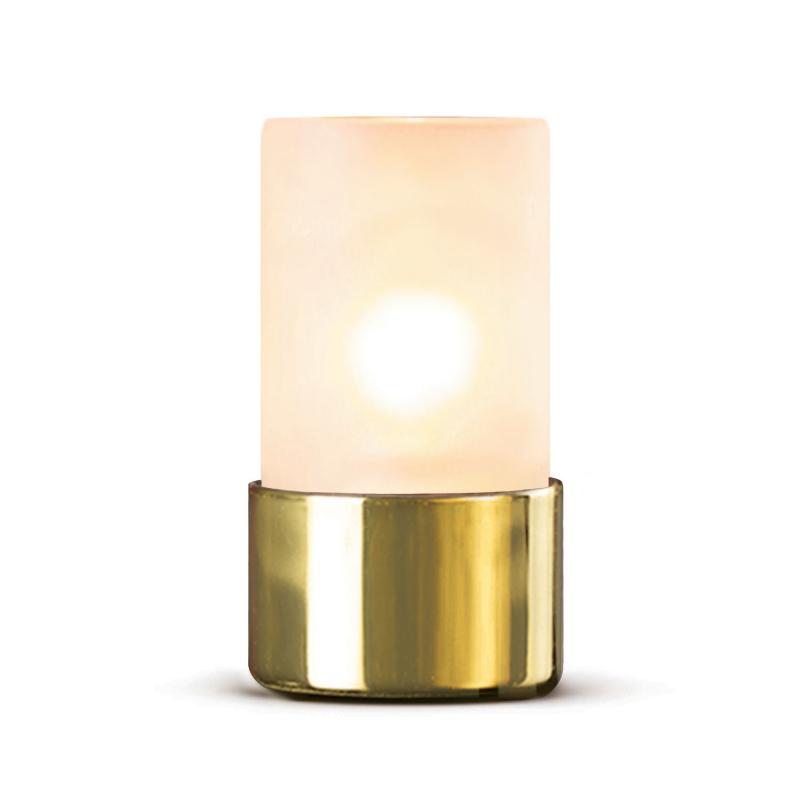 oljelampa i frostat glas med guldbas