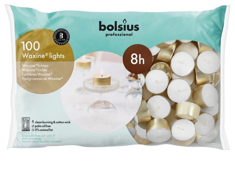 Bolsius Värmeljus Paraffin Guld  8h- 100 pack
