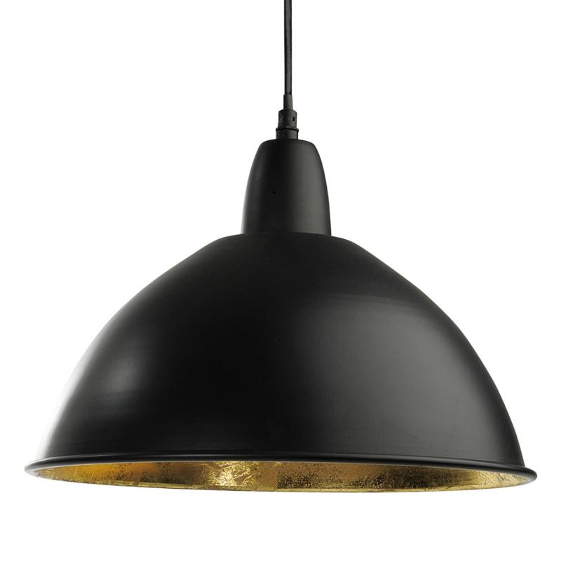 classic svart taklampa I metall med guldfärgad innersida