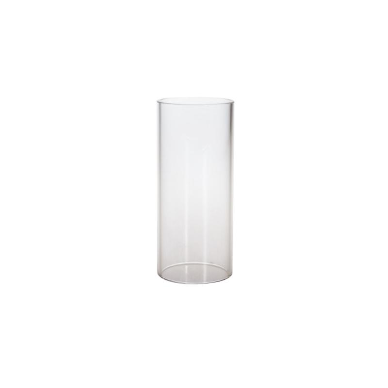 avlång cylinder i klart glas