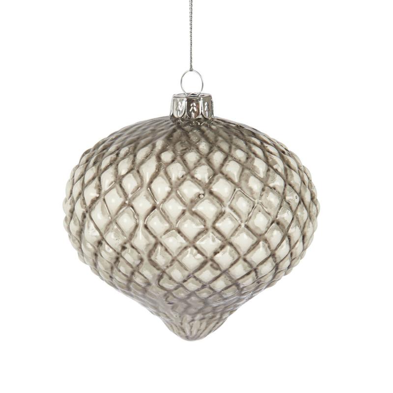 Julgranskula i gråmelerat glas