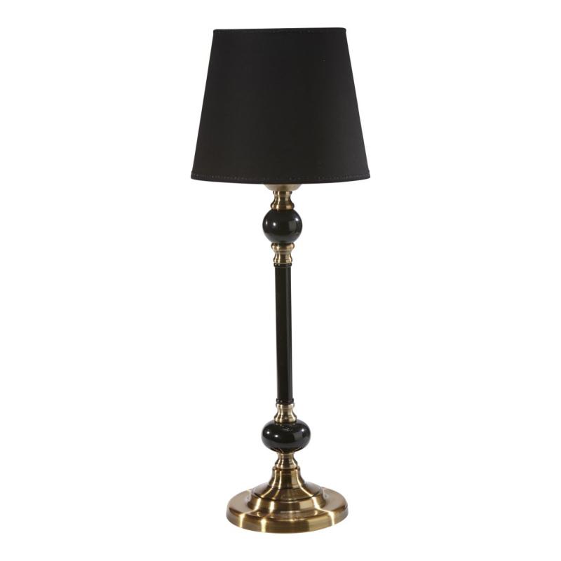 Lampa med svart skärm och elegant lampfot