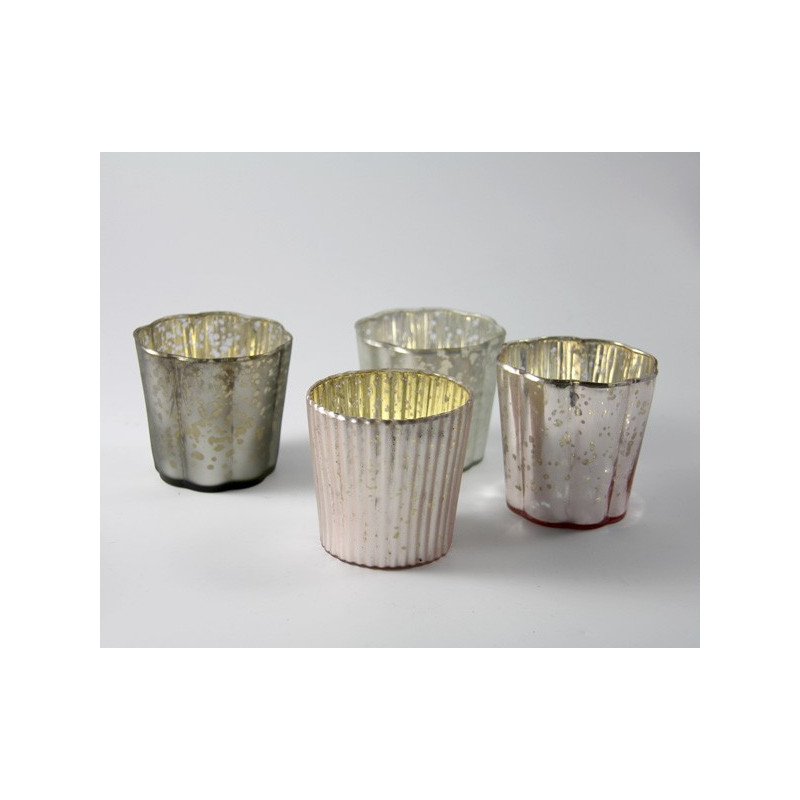 Ljuslykta Rainbow glas grön/grå