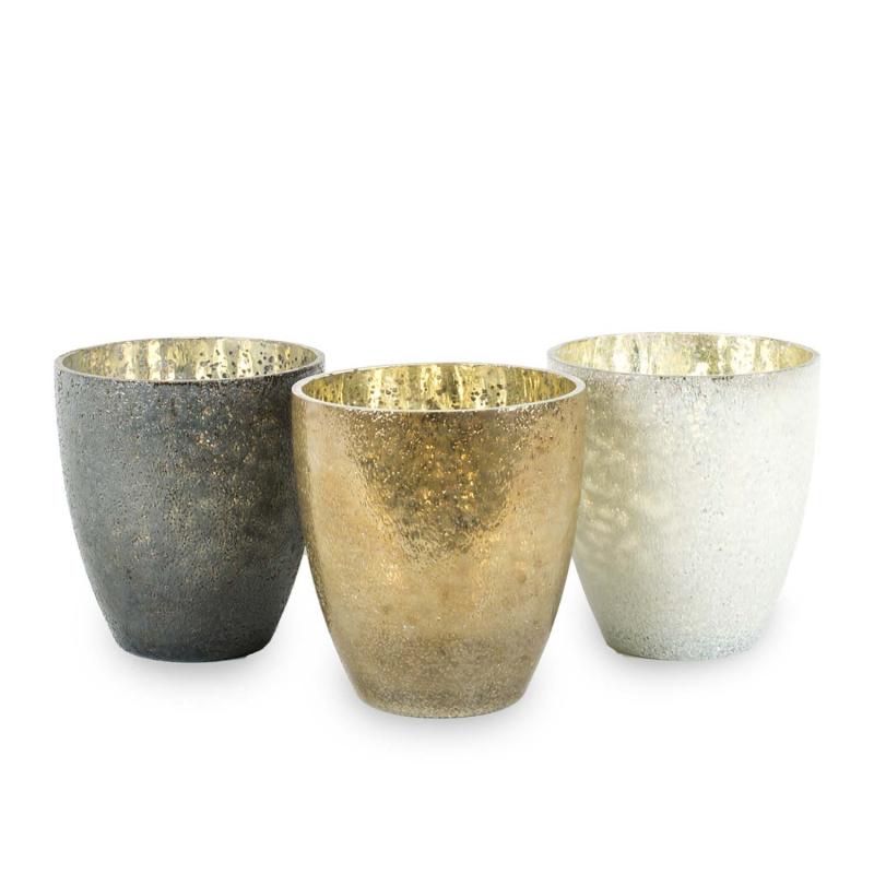 3 st ljuslyktor - koppar melerat glas