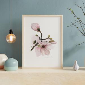 Poster "Magnolia" - Illustration av ljuv magnolia
