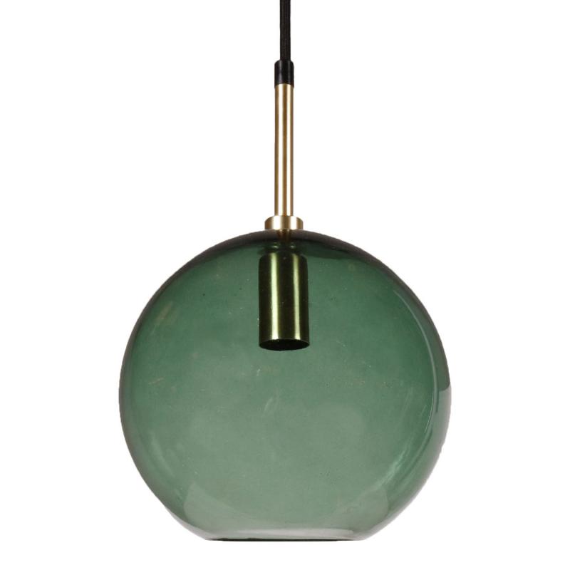 fönsterlampa med grön glasglob