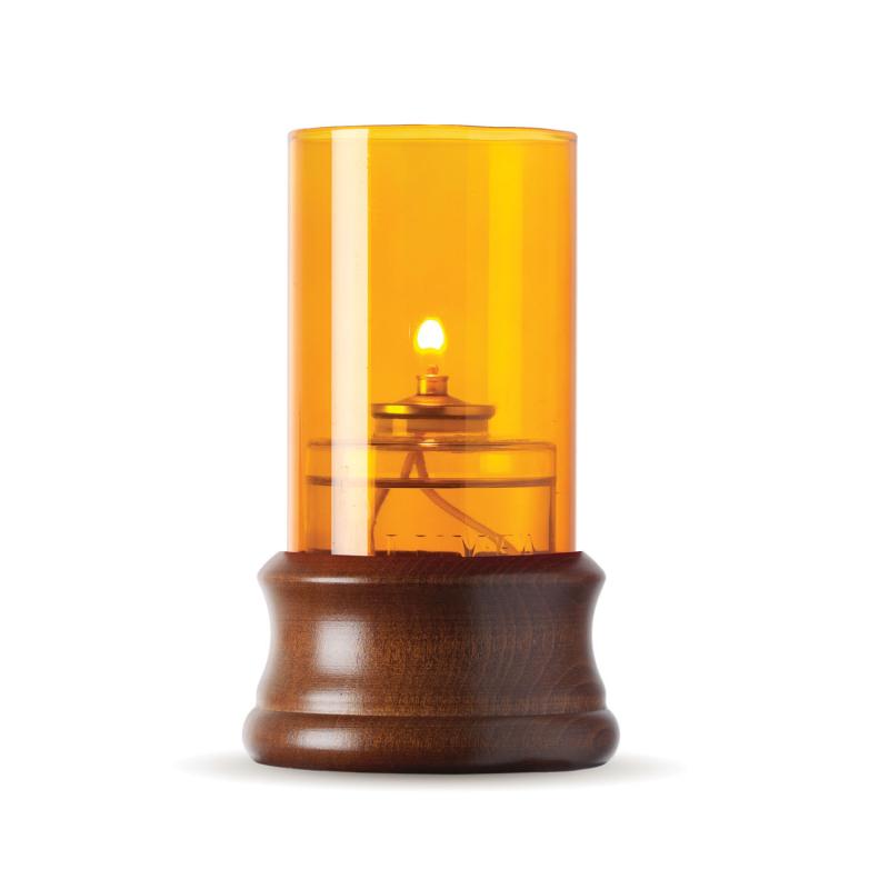 klassisk eklampa med glas i amberfärg – oljelampa