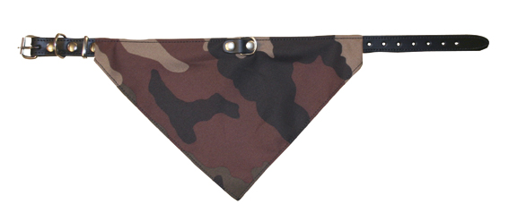 Halsband läder m scarf camo