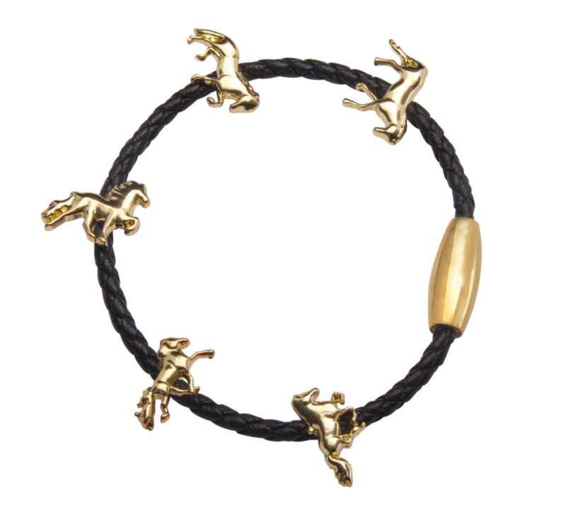 Björk läderarmband med islandshästar