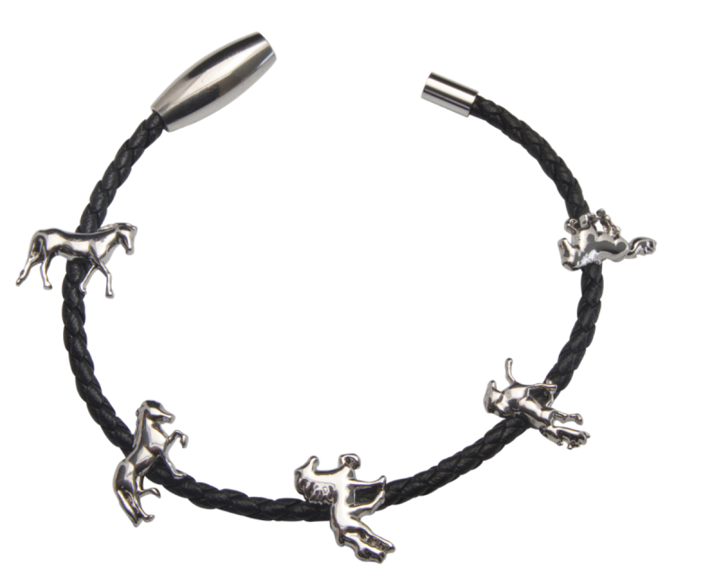 Björk läderarmband med islandshästar