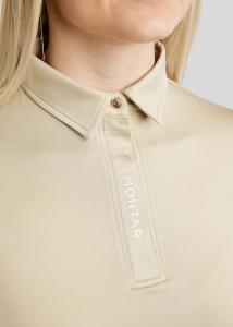 MoSusan långärmad pikétröja med roséguldfärgad logotyp