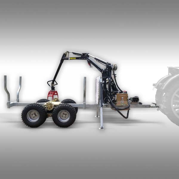 Griplastarvagn 4X4  JANSEN Skogsvagn timmervagn med kran HRW-15pro, galvaniserad