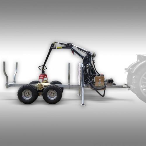 Griplastarvagn 4X4  JANSEN Skogsvagn timmervagn med kran HRW-15pro, galvaniserad