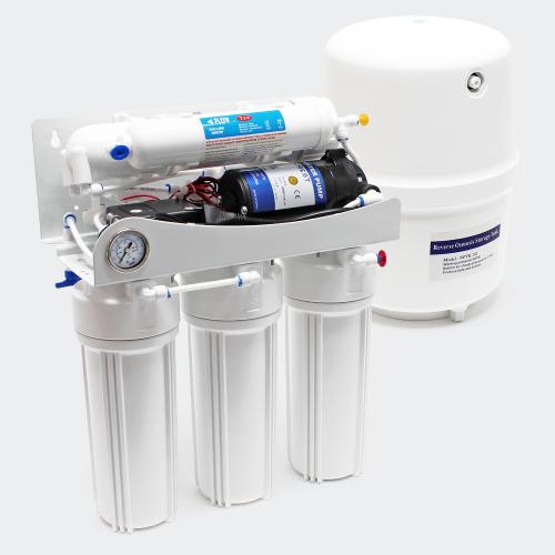 Omvänd osmos 5-stegs vattenfilter RO 180 L/dygn Manometer 10"