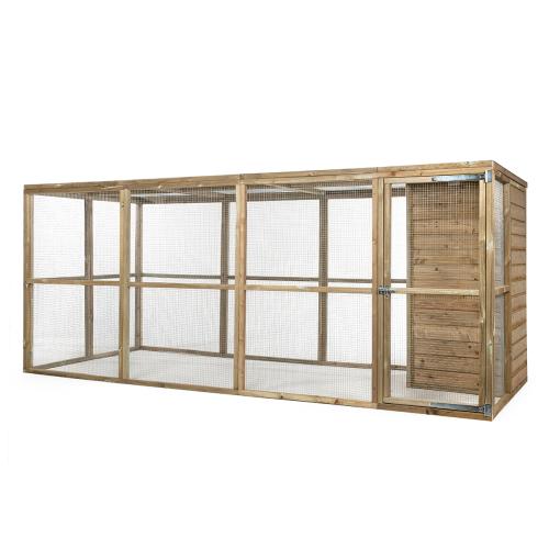 Utehage av underhållsfritt trä med nattbur Ingrid 448 x 179 x 183 cm