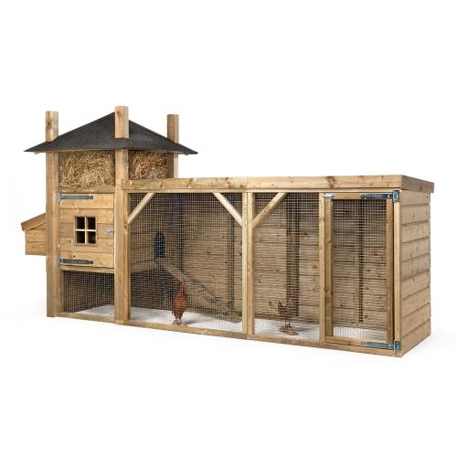 Lyxig hönsgård höskulle med värprede Sigge