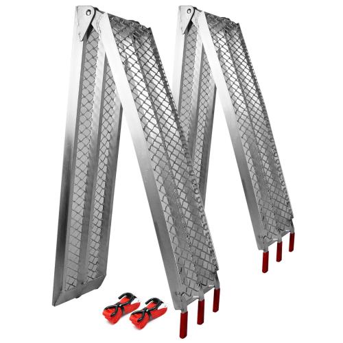 Set av 2 lastramper hopfällbar aluminium 226 cm 680 kg