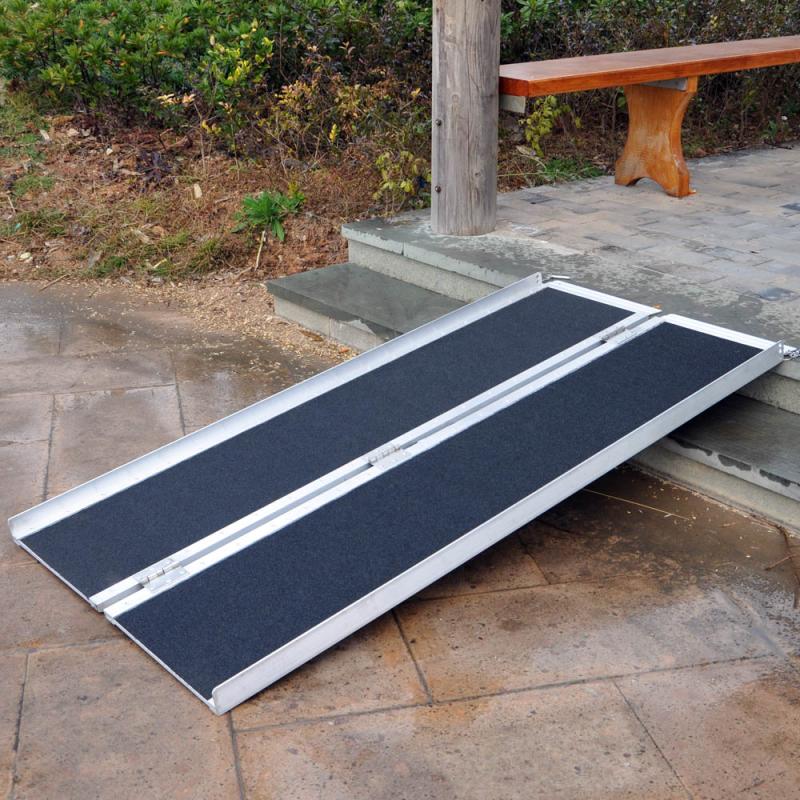 Flyttbar Ramp Rullstol Rullstolsramp hopfällbar, 122 cm, 270 kg, aluminium med halkfri yta