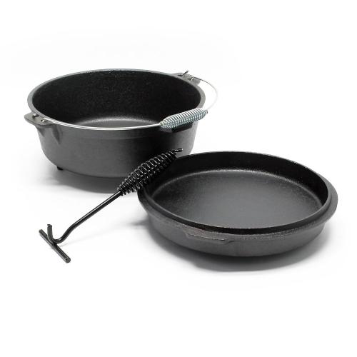 Holländsk ugn 6L med fötter och locklyftare gryta gjutjärn eldgryta