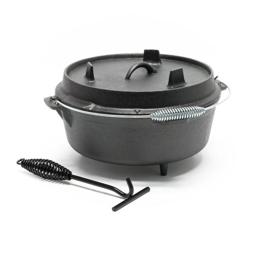 Holländsk ugn 6L med fötter och locklyftare gryta gjutjärn eldgryta