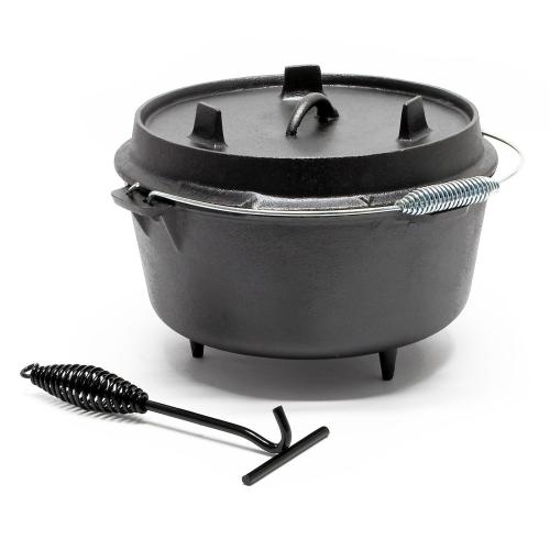 Holländsk ugn 8L med fötter och locklyftare gryta gjutjärn eldgryta