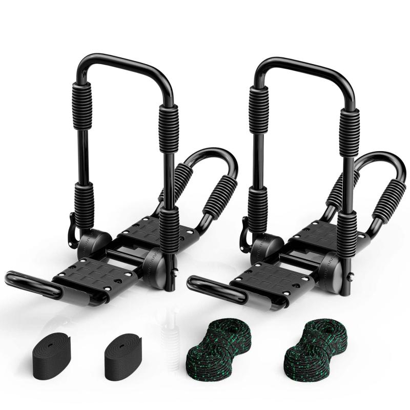 Kajak takräcke upp till 68 kg, hopfällbart J-format båtfäste av aluminium inklusive remmar