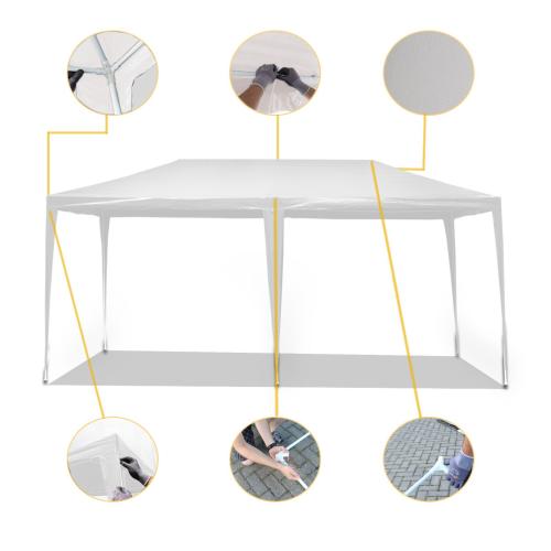 Lyxpaviljong vit 3 x 6 m partytält 6 sidoväggar vattentät UV-skydd