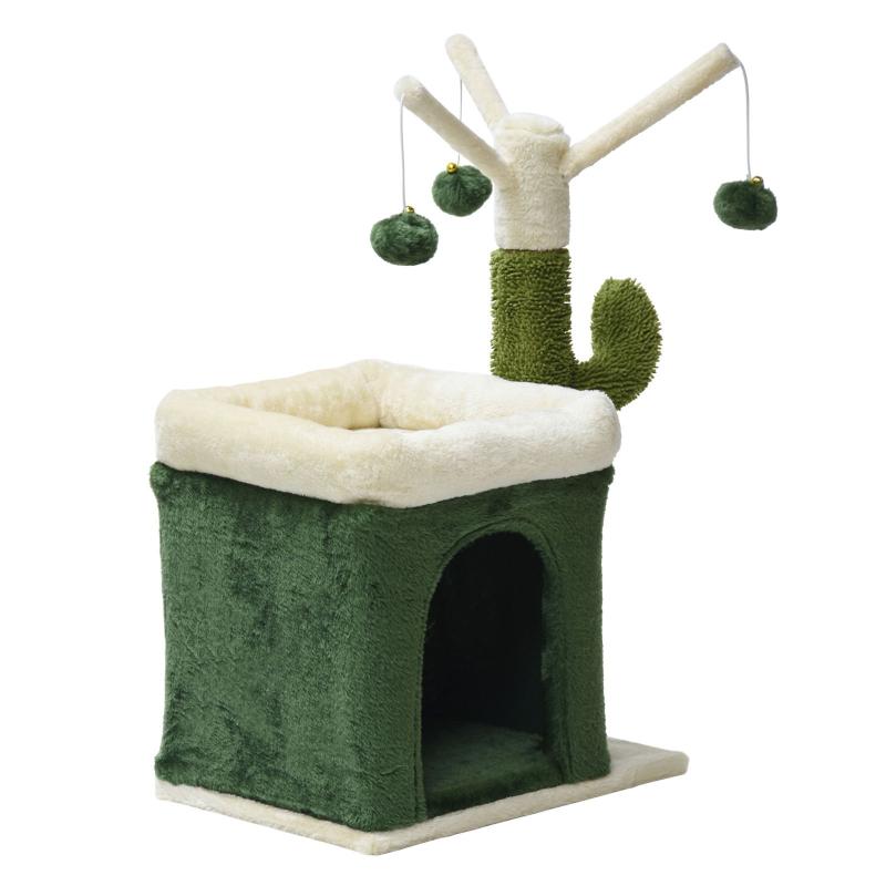 Katt klösträd kaktus med 3 lekbollar 70 cm
