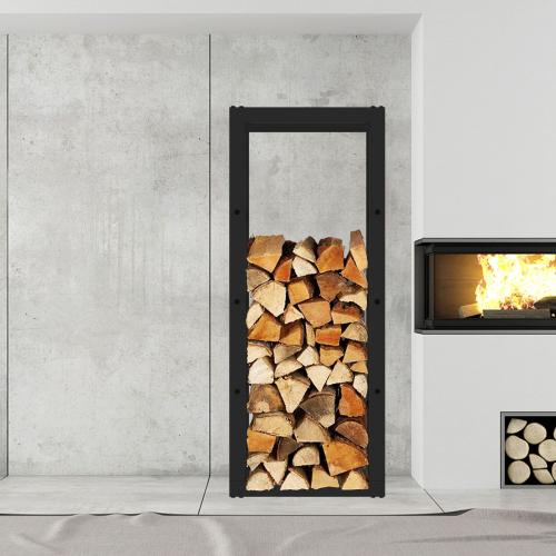 Vedförvaring vedställ 100 x 25 x 40 cm i metall svart