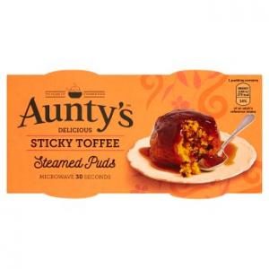 Auntys Sticky Toffee Steamed Puds 2pk