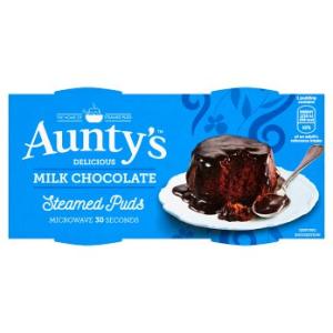 Auntys Milk Chocolate Steamed Puds 2pk