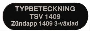 Typskylt Zundapp TSV 1409