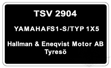 Typskylt Yamaha FS1-S/Typ 1X5