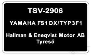 Typskylt Yamaha FS1 DX/Typ 3F1