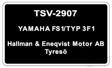 Typskylt Yamaha FS1/Typ 3F1