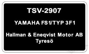 Typskylt Yamaha FS1/Typ 3F1